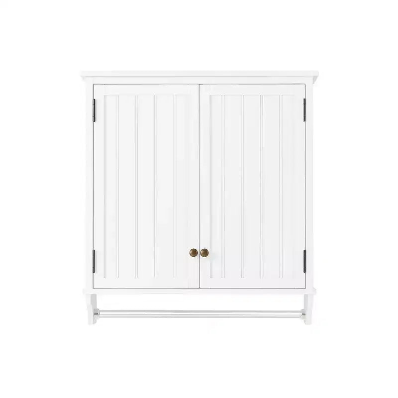 Dover Wall Mounted Bathroom Storage Cabinet with Two Doors and Towel Rod White - Alaterre Furniture