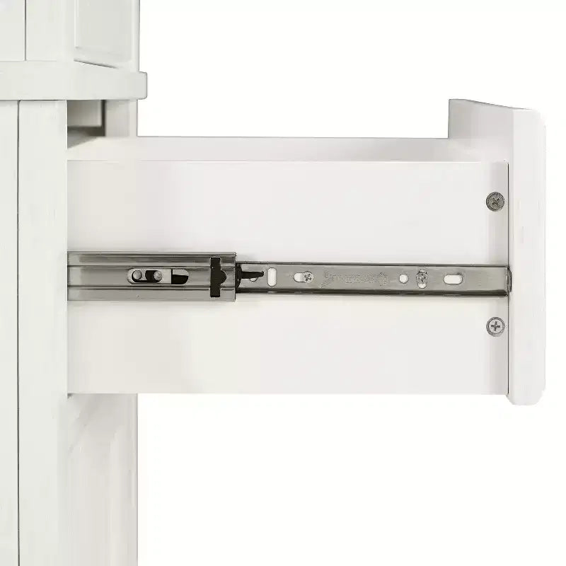 Armadietto Alto in Lino Bianco – Mobiletto Indipendente in MDF con 2 Ante, 1 Cassetto e 6 Ripiani
