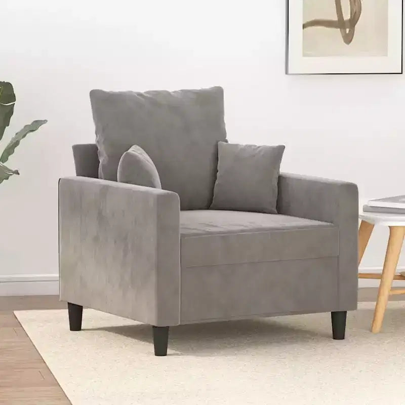 vidaXL Poltrona da Divano Soggiorno Poltrona con Braccioli Imbottita in Velluto - Grigio Chiaro 23,6