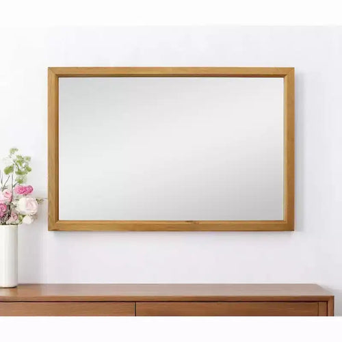 Specchio da parete decorativo con cornice in legno massello naturale da 40"