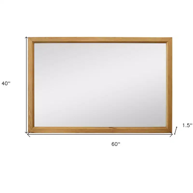 Specchio da parete decorativo con cornice in legno massello naturale da 40"