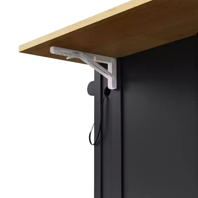 Isola da Cucina 48 con Anta a Ribalta, Presa di Corrente, Scaffale Interno, 2 Cassetti, Carrello su Ruote con 5 Rotelle e 5 Scaffali Laterali Aperti