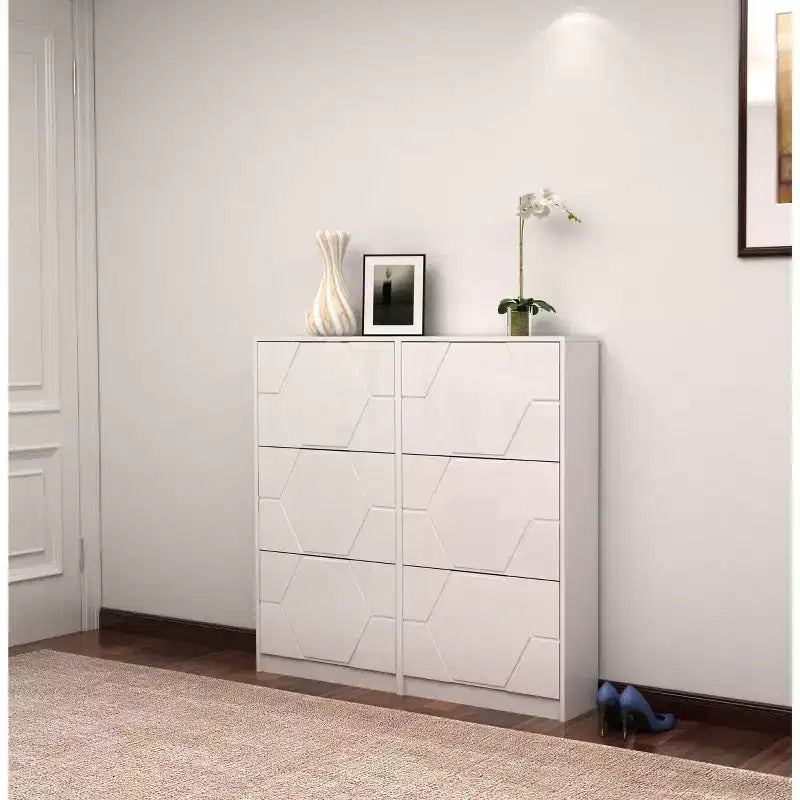 Scarpiera autoportante con 6 cassetti a ribalta, MDF, ingresso e corridoio, bianco