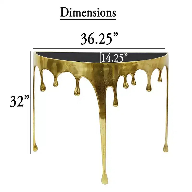 Royal Hampton Tavolino Consolle Divano | Piano in Vetro a Mezza Luna da 36.25 | Design a Goccia Sciolta | Fusione di Alluminio