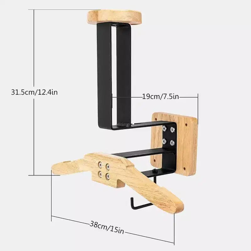Appendiabiti e Porta Casco da Parete in Legno, Struttura Robusta in Metallo, Ingresso