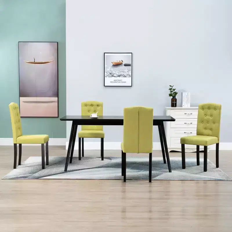 Set di 4 sedie da pranzo moderne imbottite con gambe in legno massello e schienale alto