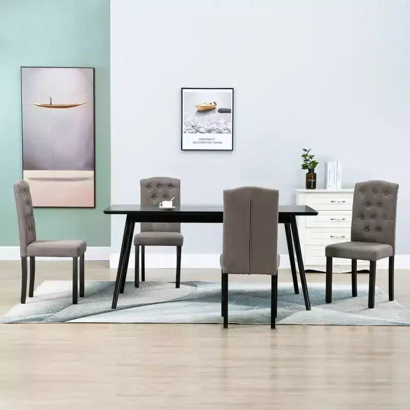 Set di 4 sedie da pranzo moderne imbottite con gambe in legno massello e schienale alto