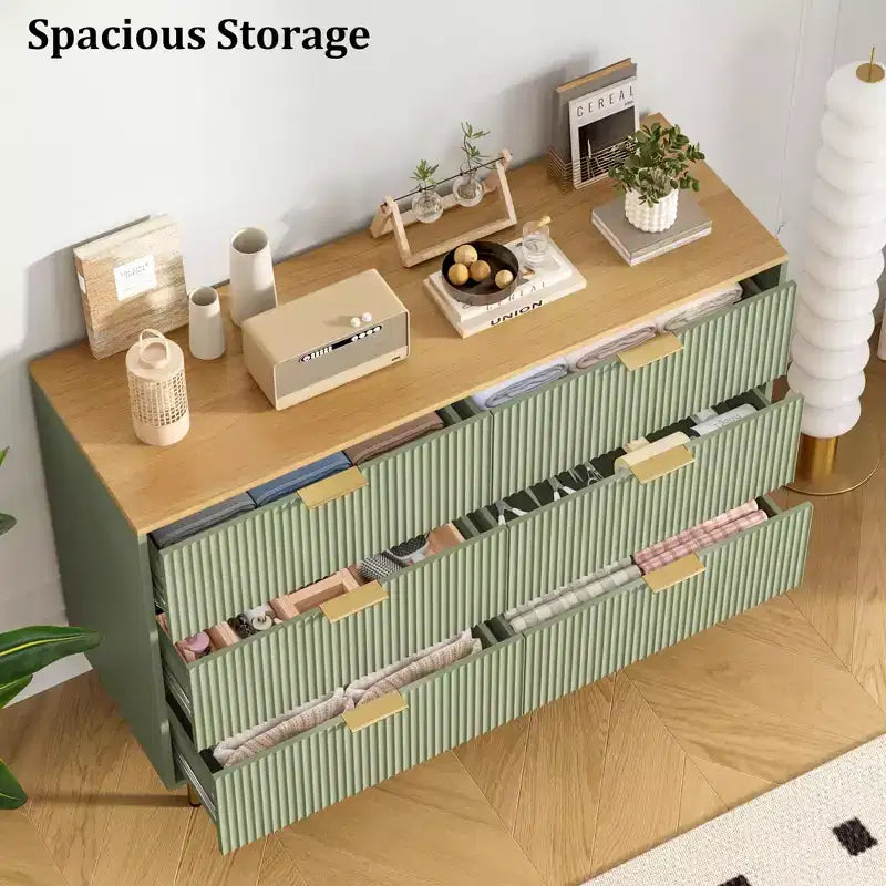Comò da Camera da Letto con 6 Cassetti, Comò in Legno per Armadio, Cassettiera con Maniglie, Contenitore Organizzatore per Camera da Letto per Ingresso
