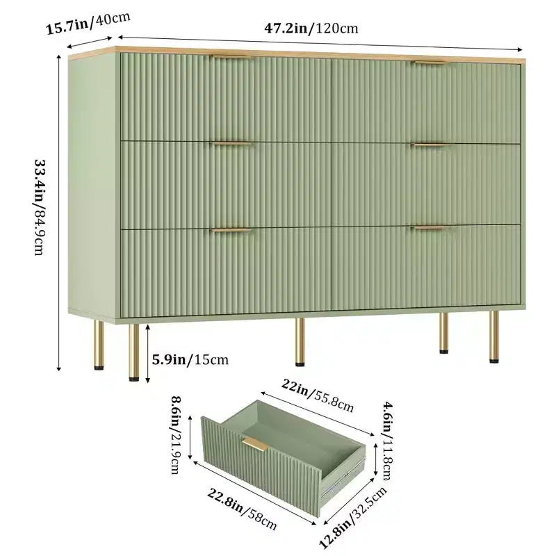 Comò da Camera da Letto con 6 Cassetti, Comò in Legno per Armadio, Cassettiera con Maniglie, Contenitore Organizzatore per Camera da Letto per Ingresso