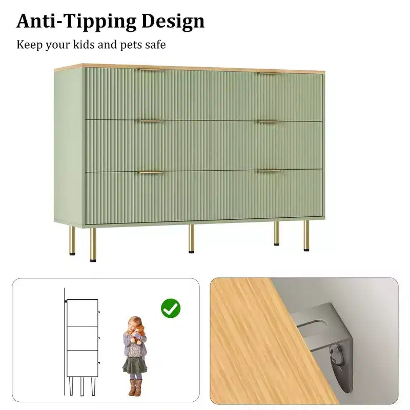 Comò da Camera da Letto con 6 Cassetti, Comò in Legno per Armadio, Cassettiera con Maniglie, Contenitore Organizzatore per Camera da Letto per Ingresso