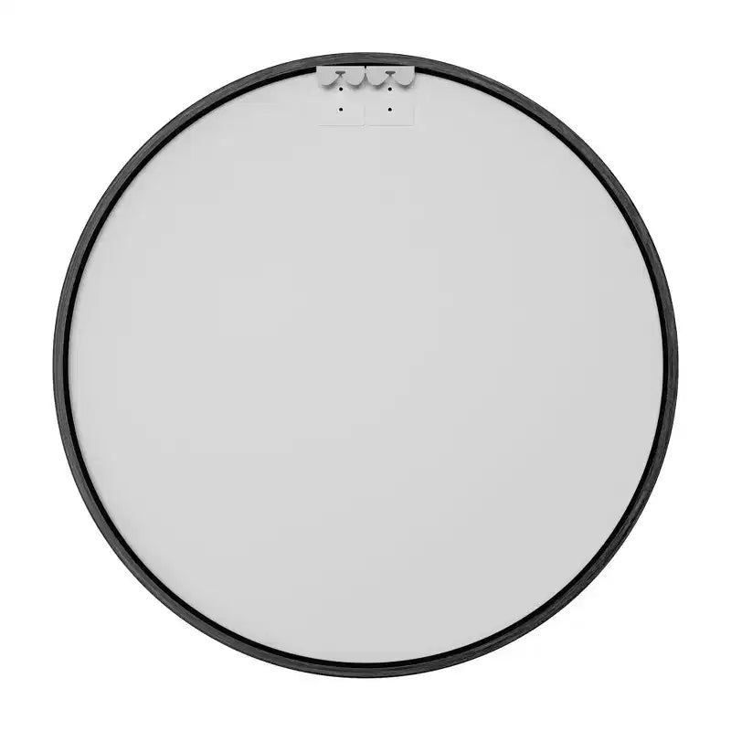 Specchio da parete rotondo in lega di alluminio nero, 89 cm × 89 cm, design a bordo sottile