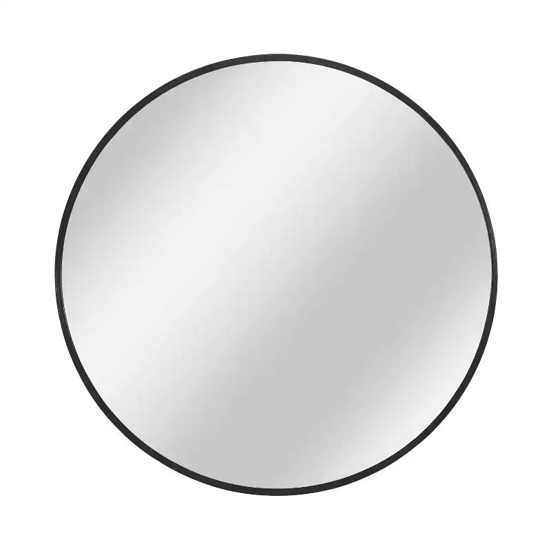Specchio da parete rotondo in lega di alluminio nero, 89 cm × 89 cm, design a bordo sottile