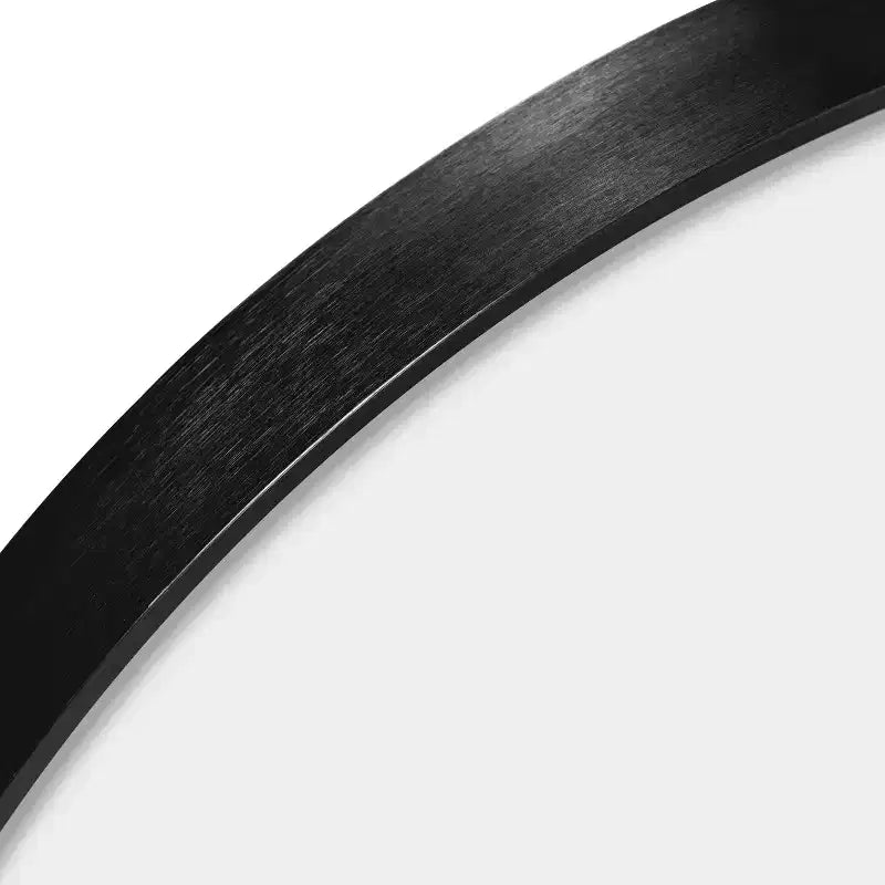 Specchio da parete rotondo in lega di alluminio nero, 89 cm × 89 cm, design a bordo sottile