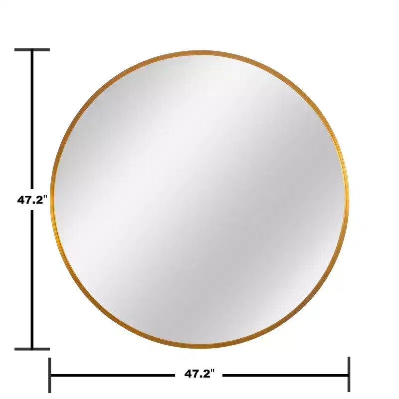 Specchio da parete rotondo in lega di alluminio nero, 89 cm × 89 cm, design a bordo sottile