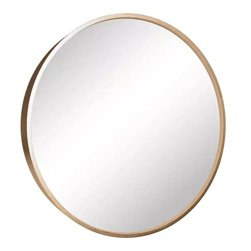 Specchio da parete rotondo in lega di alluminio nero, 89 cm × 89 cm, design a bordo sottile
