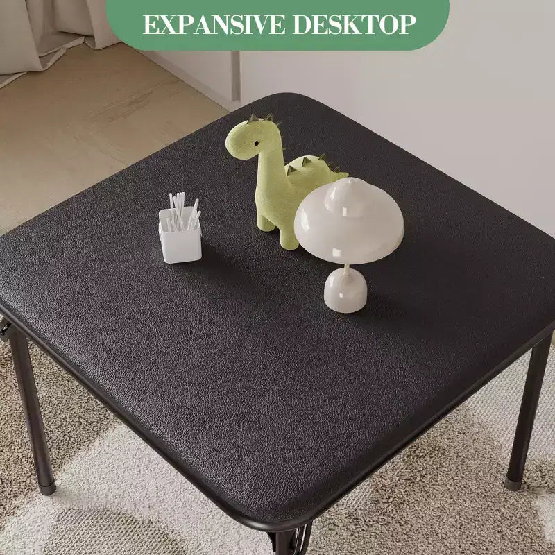 Set da 3 Pezzi di Tavolo e Sedie Pieghevoli per Bambini con Cuscino in PU – Nero, Beige e Grigio