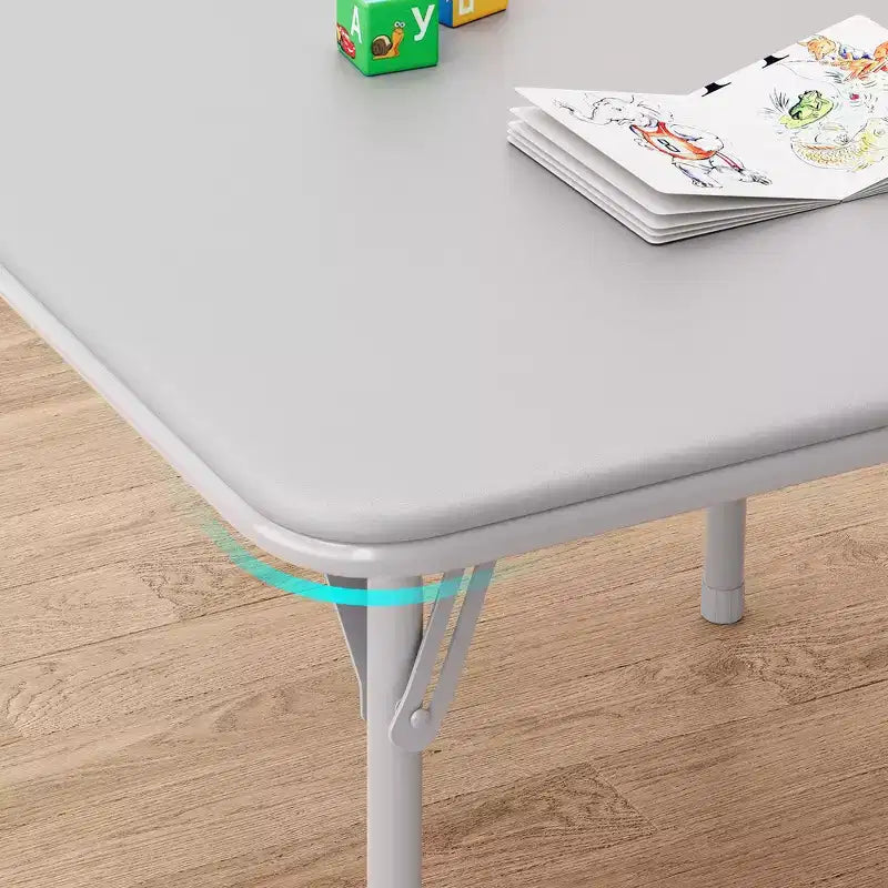 Set da 3 Pezzi di Tavolo e Sedie Pieghevoli per Bambini con Cuscino in PU – Nero, Beige e Grigio