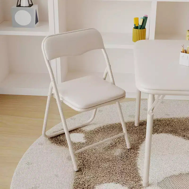 Set da 3 Pezzi di Tavolo e Sedie Pieghevoli per Bambini con Cuscino in PU – Nero, Beige e Grigio
