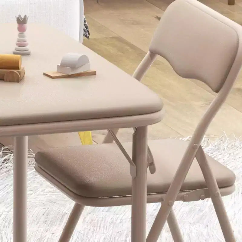 Set da 3 Pezzi di Tavolo e Sedie Pieghevoli per Bambini con Cuscino in PU – Nero, Beige e Grigio
