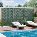 MAYEERTY Star 01 Dark Green Galvanized Steel Room Divider, 72x47x16, 6-Piece Weatherproof Patio Privacy Screen
