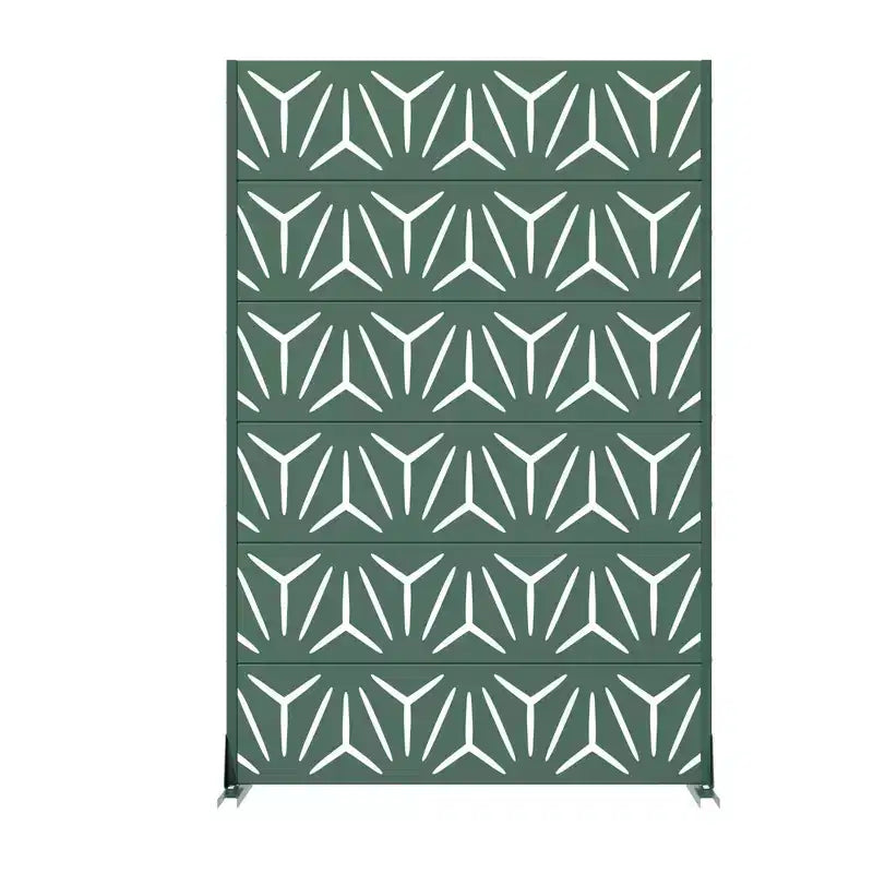 Schermo privacy per esterni a 6 pannelli in acciaio galvanizzato verde scuro, resistente alle intemperie, 72"x47"