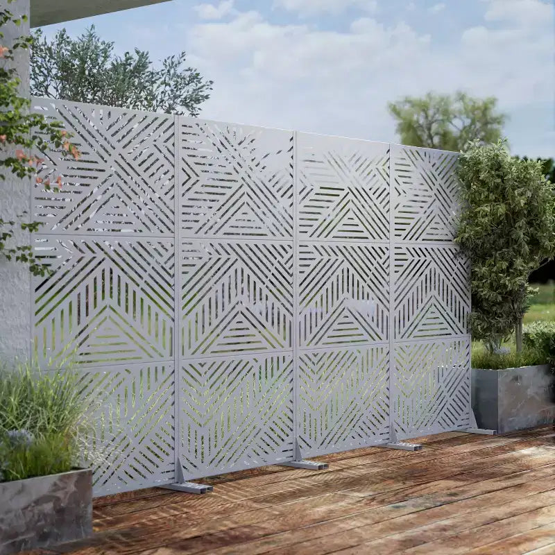 Schermo privacy per esterni a 6 pannelli in acciaio galvanizzato verde scuro, resistente alle intemperie, 72"x47"
