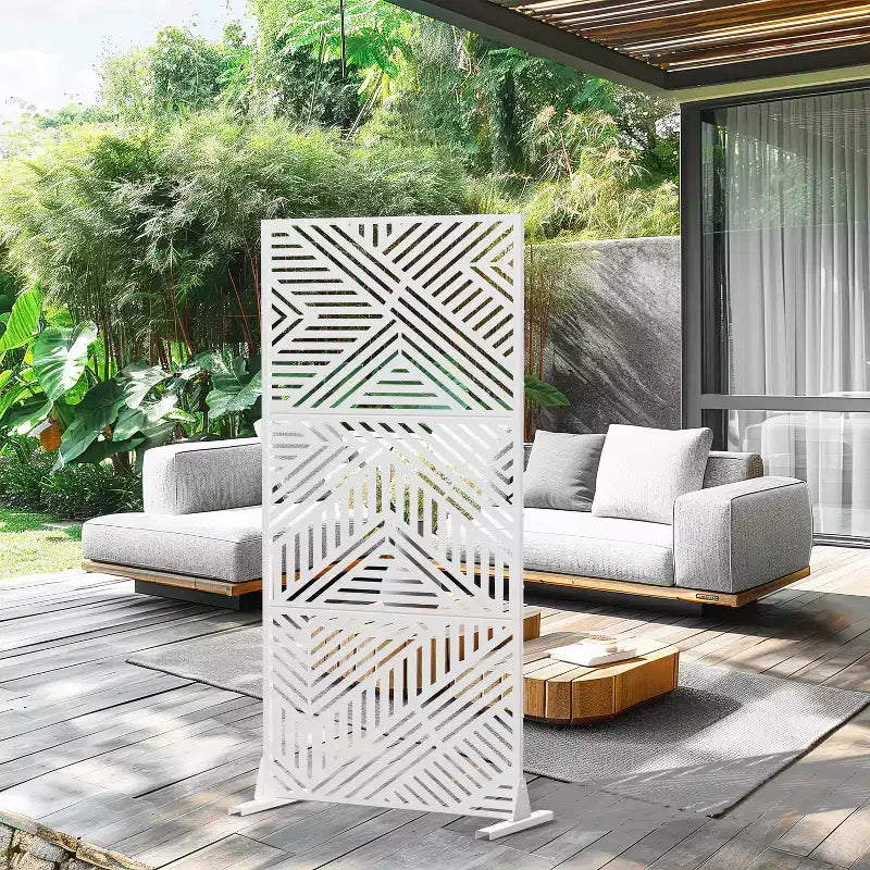 Schermo privacy per esterni a 6 pannelli in acciaio galvanizzato verde scuro, resistente alle intemperie, 72"x47"