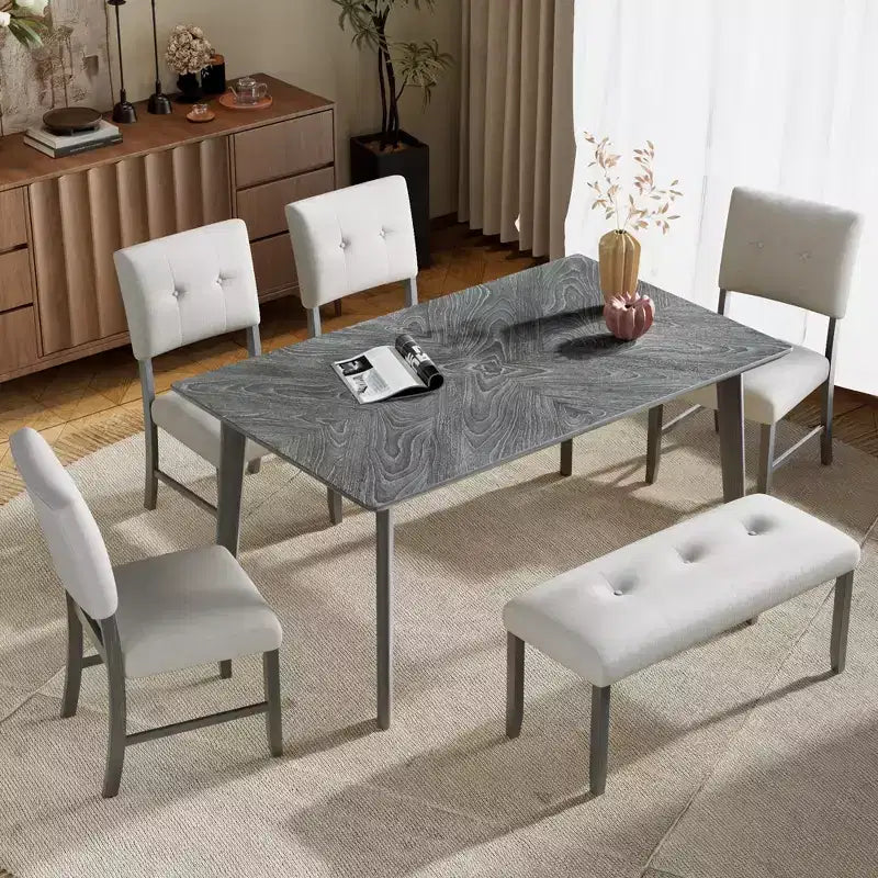 Tavolo da pranzo rettangolare 60" per 4–6, impiallacciatura in frassino, casa e ufficio