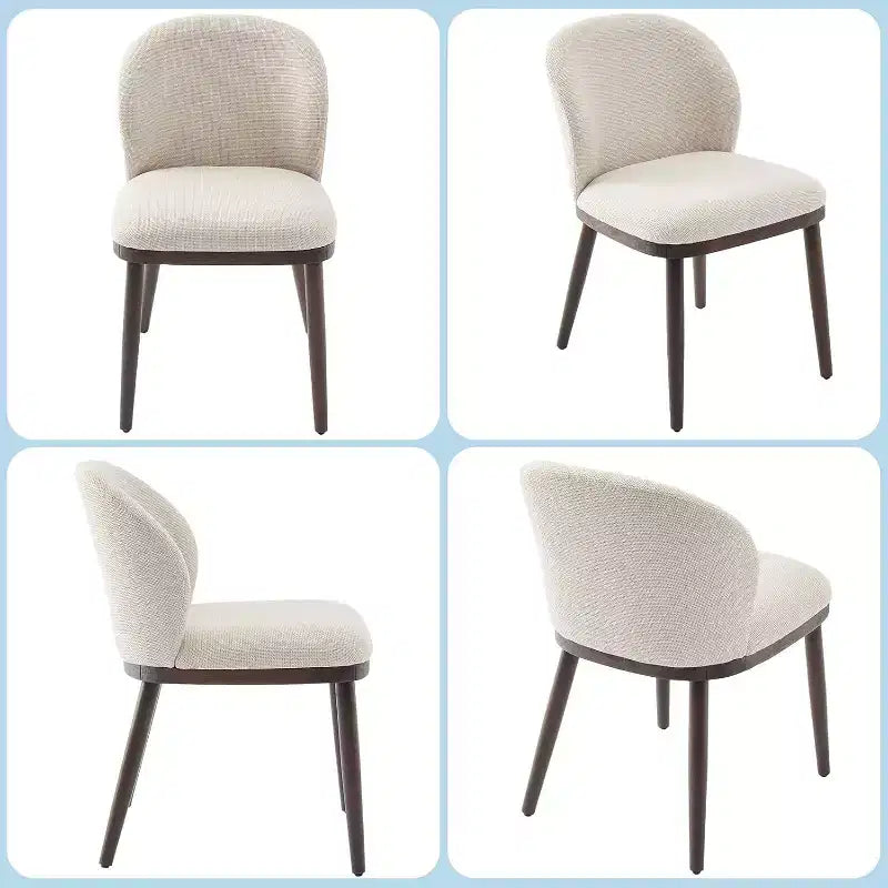 Set di 8 sedie da pranzo, sedute in pelle PU crema, finiture in noce, telaio rinforzato in acciaio