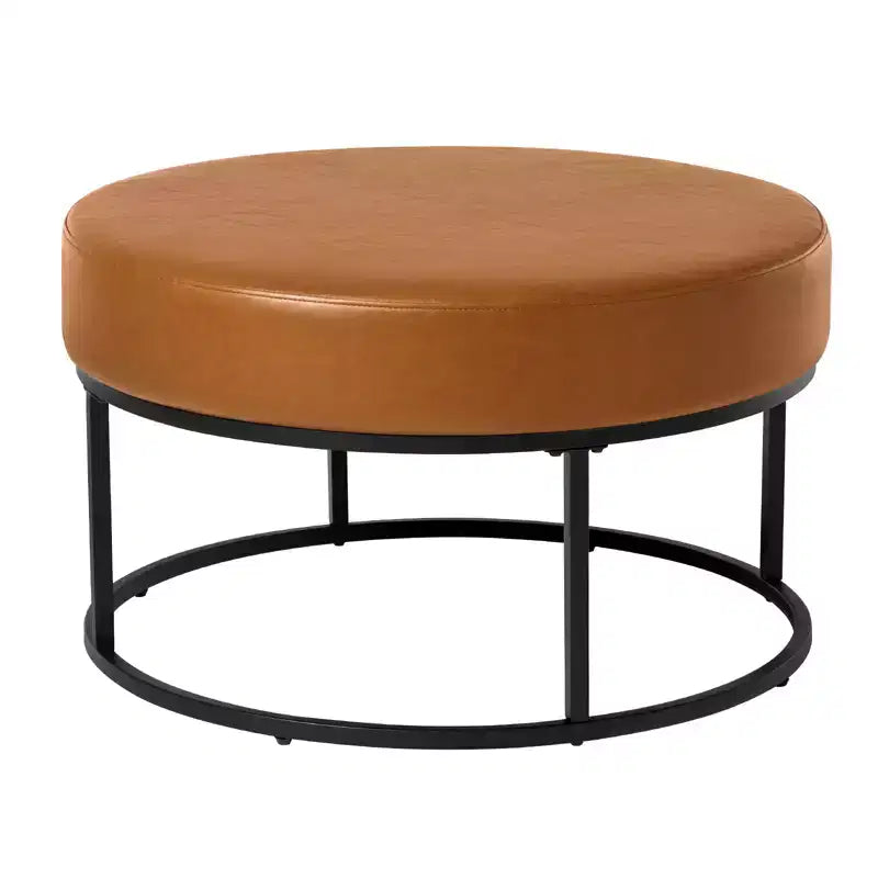 Tavolino/Pouf Contenitore Rotondo in ciniglia con gambe in metallo, capacità 136 kg