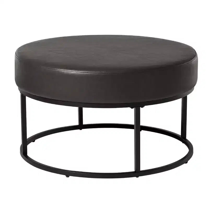 Tavolino/Pouf Contenitore Rotondo in ciniglia con gambe in metallo, capacità 136 kg