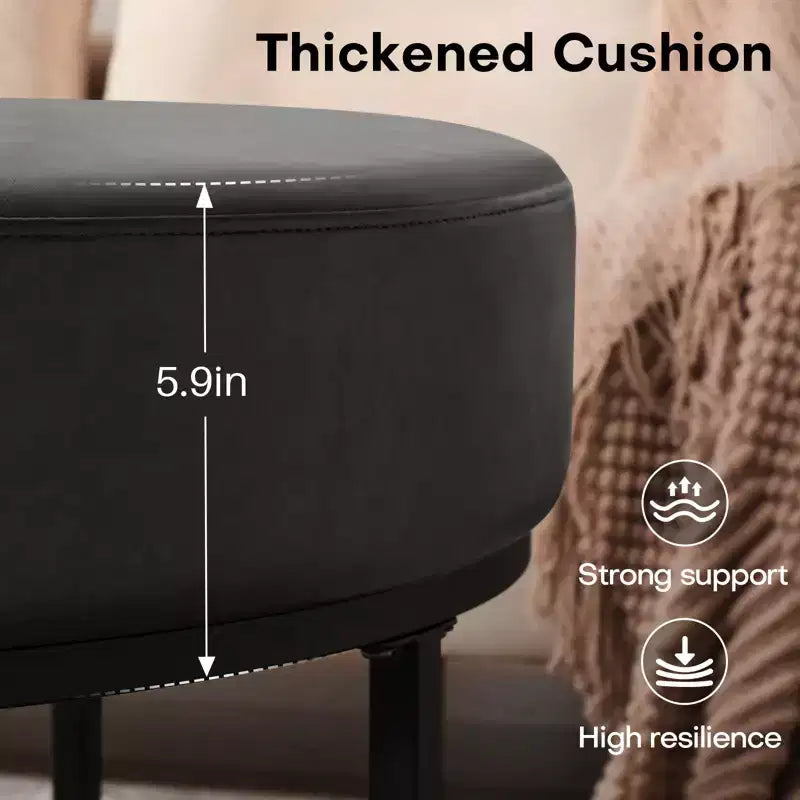 Tavolino/Pouf Contenitore Rotondo in ciniglia con gambe in metallo, capacità 136 kg