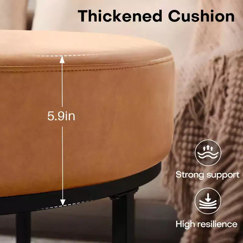 Tavolino/Pouf Contenitore Rotondo in ciniglia con gambe in metallo, capacità 136 kg