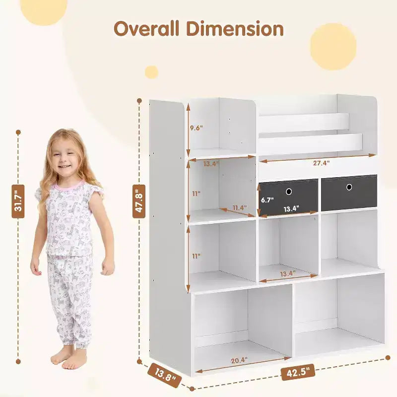 Libreria per Bambini in Legno da 121 cm con 4 Cassetti Porta Libri Organizer Giocattoli Scaffale Contenitore per Sala Giochi Aula