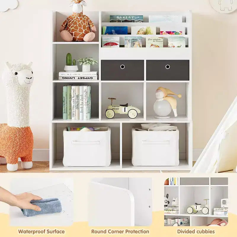 Libreria per Bambini in Legno da 121 cm con 4 Cassetti Porta Libri Organizer Giocattoli Scaffale Contenitore per Sala Giochi Aula