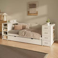 GDFStudio Abigail Wooden Twin Size Daybed with Trundle and Storage Drawers