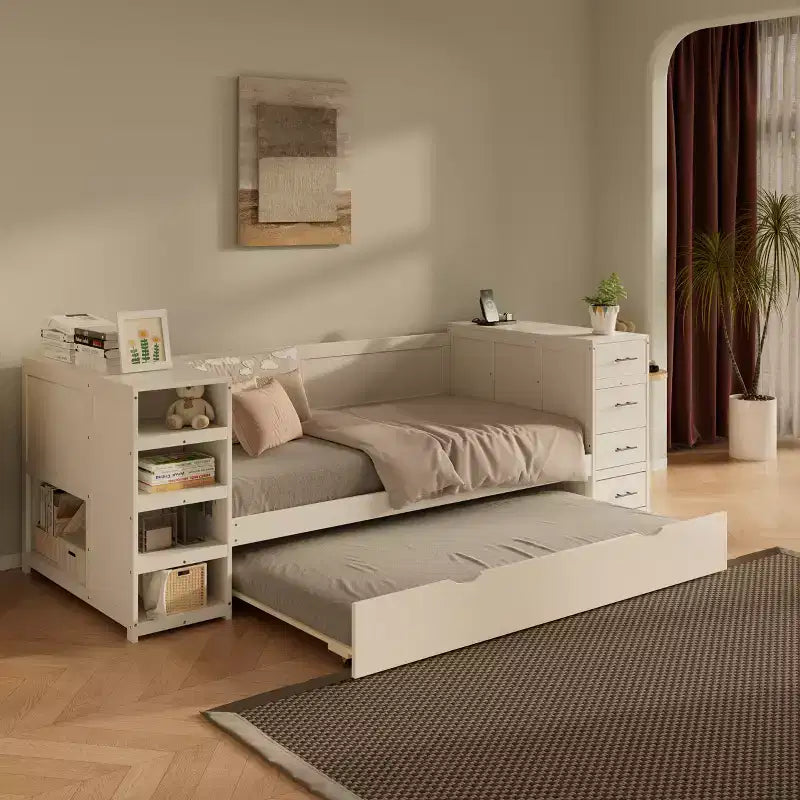 Divano Letto Singolo con Letto Estraibile e Cassetti Contenitore – Struttura in Pino, per Adulti e Ragazzi