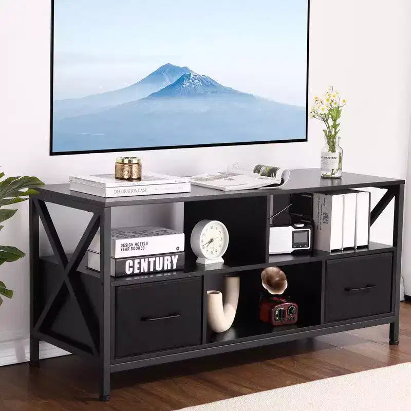 Mobile TV per Soggiorno, Tavolo TV per Televisori Fino a 65 Pollici, Mobile TV con Spazio Contenitore e Ante Scorrevoli