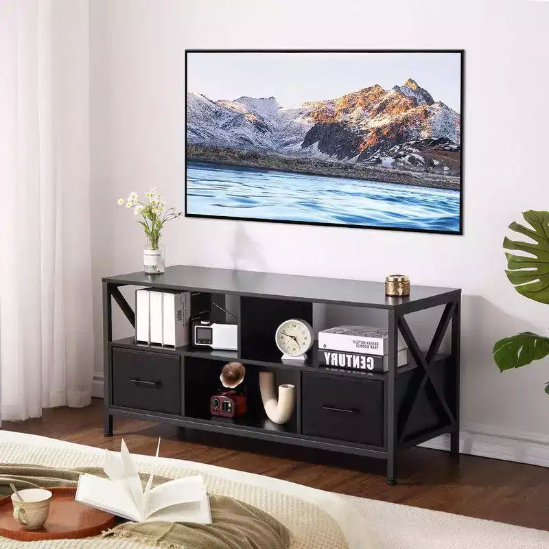 Mobile TV per Soggiorno, Tavolo TV per Televisori Fino a 65 Pollici, Mobile TV con Spazio Contenitore e Ante Scorrevoli