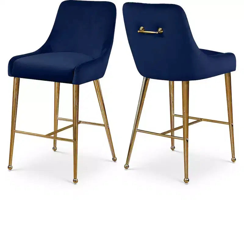 Meridian Furniture,Owen Navy Velvet Stool, Set of 2