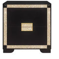 HomeRoots 26 Black and Gold Two Drawer Faux Crystal Bling Wood Nightstand