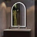 MAYEERTY Arched Aluminum Alloy Bathroom Mirror with Framed Defogging Function for Bathroom Black