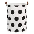 Garnen 80L Canvas Collapsible Laundry Hamper, Foldable Laundry Basket Organizer, Polka Dot Hamper Dirty Clothes Hamper Toy Storage Organizer for Kids