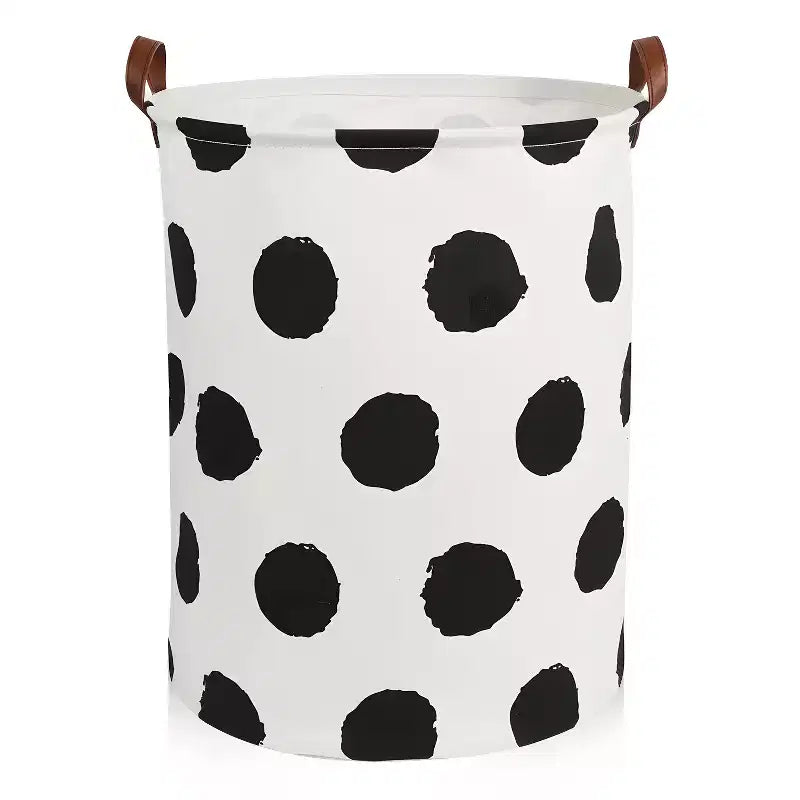 Garnen 80L Canvas Collapsible Laundry Hamper, Foldable Laundry Basket Organizer, Polka Dot Hamper Dirty Clothes Hamper Toy Storage Organizer for Kids
