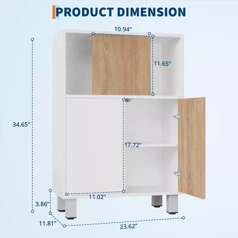 Credenza a Buffet Bianca con Ante Scorrevoli e Ripiani Regolabili – Mobile Contenitore da Bagno