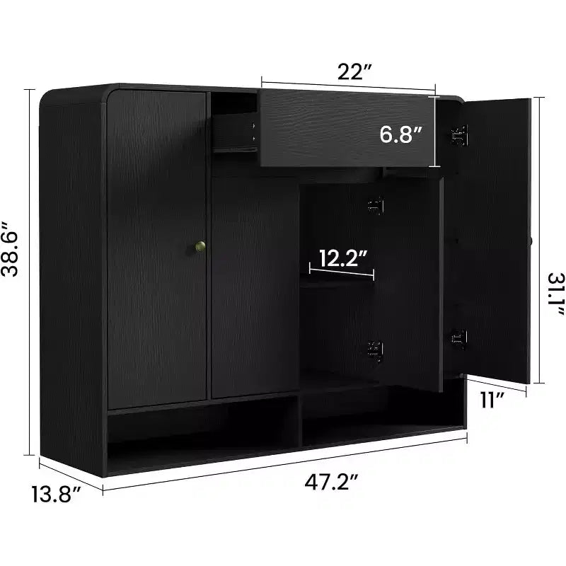 Scarpiera da 120 cm, 4 ante, 1 cassetto, mobile indipendente per ingresso, corridoio, soggiorno