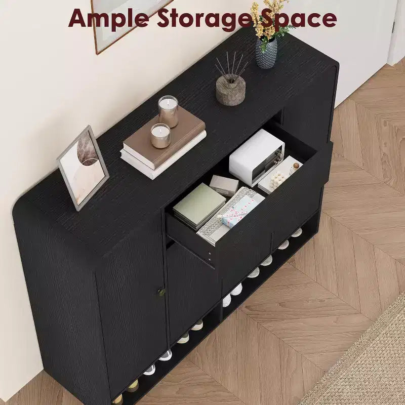 Scarpiera da 120 cm, 4 ante, 1 cassetto, mobile indipendente per ingresso, corridoio, soggiorno