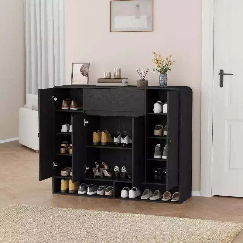 Scarpiera da 120 cm, 4 ante, 1 cassetto, mobile indipendente per ingresso, corridoio, soggiorno