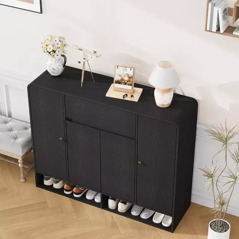 Scarpiera da 120 cm, 4 ante, 1 cassetto, mobile indipendente per ingresso, corridoio, soggiorno
