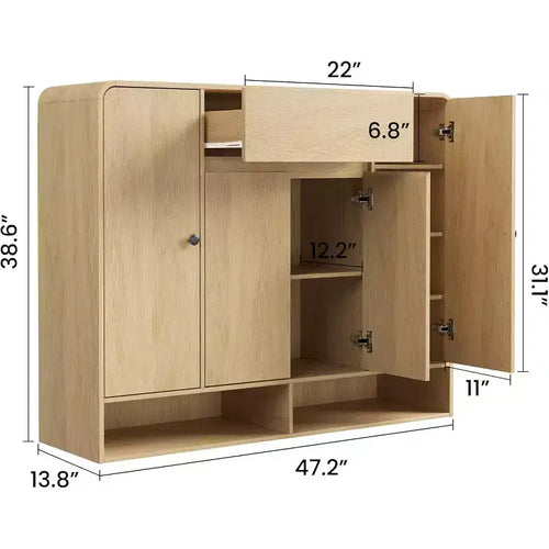 Scarpiera da 120 cm, 4 ante, 1 cassetto, mobile indipendente per ingresso, corridoio, soggiorno
